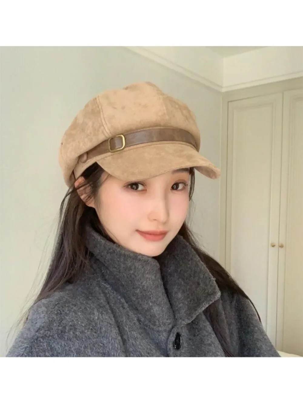 Chic Vintage Newsboy Hat | Suede Winter Cap | Women's Octagonal Gatsby Beret